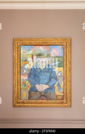 Portrait von Père Tanguy von Vincent Van Gogh zu sehen im Hotel Biron - Musee Rodin, Paris, Frankreich Stockfoto