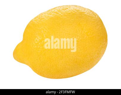 Gelbe Zitrone Nahaufnahme isoliert auf weißem Hintergrund. Ganz frische limon Vorderansicht. Gesunde Obst Lebensmittel Hintergrund. Stockfoto