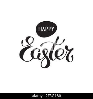 Happy easter Hand Lettering Vektor. Handgeschriebene glückwunschkarte zu ostern. Skriptschriftart. Isoliertes schwarzes Symbol auf weißem Hintergrund. Typografie der Vorlage Stock Vektor