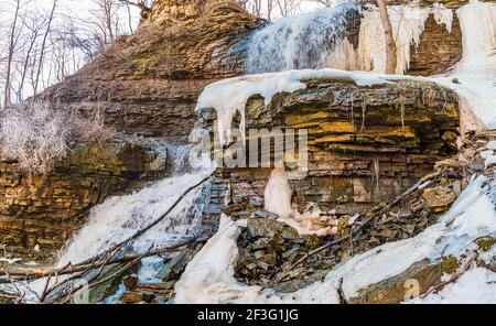 Billy Green Waterfalls Hamilton Ontario Kanada im Winter Stockfoto