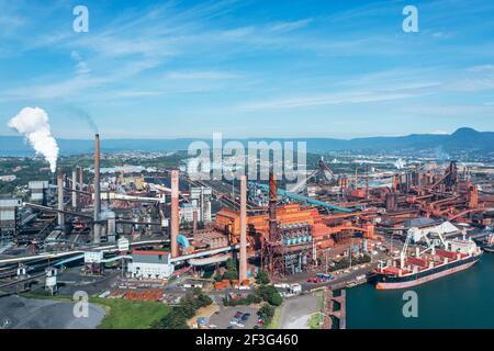 Luftaufnahme des Stahlwerks von Port Kembla, Australien Stockfoto