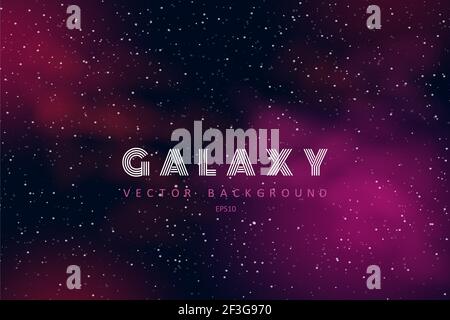 Horizontaler Raumhintergrund mit realistischem Nebel, Sternenstaub und Sternen. Nachthimmel. Webdesign. Unendliches Universum. Vektor-Illustration der Galaxie Stock Vektor