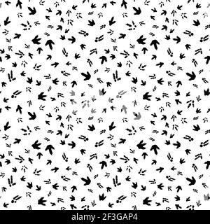 Dinosaurier Fußabdruck Spuren. Minimalistisches Nahtmuster. Hintergrund mit Pfote, Klaue Raubtier. Dinosaurier Fußabdruck Illustration perfekt für Textil-, Wrap-und Stock Vektor