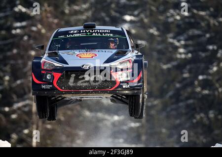 05 NEUVILLE Thierry (Bel), GILSOUL Nicolas (Bel), HYUNDAI i20 WRC, HYUNDAI SHELL MOBIS WRT Aktion während der WRC World Rally Car Championship 2018, Schweden Rallye vom 15. Bis 18. Februar, in Torsby - Foto DPPI Stockfoto