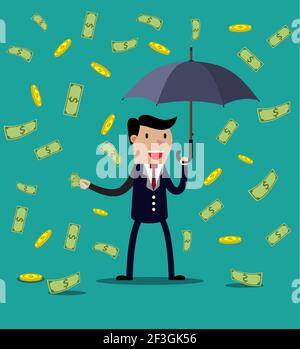 Geschäftsmann halten Regenschirm Stock Vektor