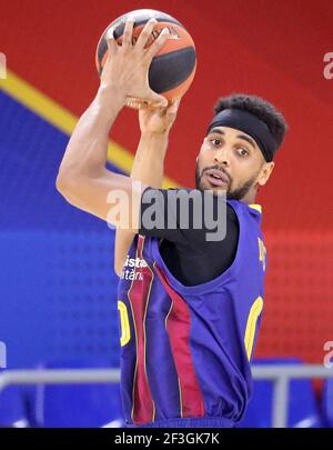 Barcelona, Spanien. März 2021, 16th. 16. März 2021, Barcelona, Katalonien, Spanien: Brandon Davies spielte während des Spiels zwischen dem FC Barcelona und Unicaja Malaga, entsprechend der 25. Woche der Liga Endesa, im Palau Blaugrana. Foto: JGS/Cordon Press Kredit: CORDON PRESS/Alamy Live News Stockfoto