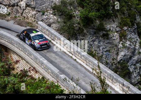 48 MAISANO Brandon et PEBEYRE Pierre, Peugeot 208 VTI R2, Aktion während der französischen Rallye-Meisterschaft 2018, Rallye d'Antibes Cote D'Azur vom 18. Bis 20. Mai in Antibes, Frankreich - Foto Thomas Fenetre / DPPI Stockfoto