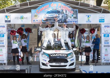 33 FRANCESCHI Mathieu, MANZO Benoit, Ford Fiesta, Podium, während der Rallye Frankreich 2018, Rallye coeur de France, 27. Bis 29. september in Vendome, Frankreich - Foto Gregory Lenormand / DPPI Stockfoto