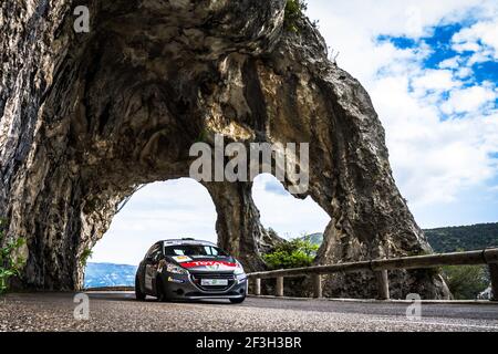 48 MAISANO Brandon et PEBEYRE Pierre, Peugeot 208 VTI R2, Aktion während der französischen Rallye-Meisterschaft 2018, Rallye d'Antibes Cote D'Azur vom 18. Bis 20. Mai in Antibes, Frankreich - Foto Thomas Fenetre / DPPI Stockfoto