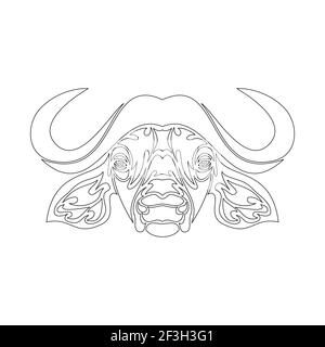 Handgezeichnetes abstraktes Büffelportrait für Tattoo, Logo, Wanddekor, T-Shirt-Print oder outwear. Vektor-stilisierte Illustration Stock Vektor
