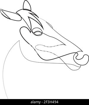 One line Pferd Design Silhouette. Handgezeichnete Vektorgrafik im Minimalismus-Stil Stock Vektor