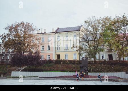 Papst Johannes Paul II Denkmal in der Altstadt von Przemysl Auf dem Unabhängigkeitsplatz Stockfoto