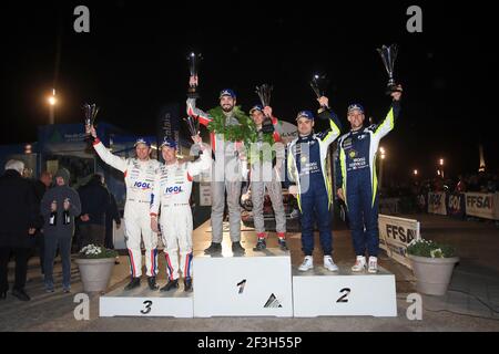 14 CIAMIN Nicolas, ROCHE Yannick ,Volkswagen Polo , Portrait 06 GILBERT Quentin, GUIEU Christopher, Volkswagen Polo, Portrait 01 BONATO Yoann, BOULLOUD Benjamin, CHL SPORT AUTO, Citroën C3, Portrait Podium Ambiente während der Rallye Frankreich 2019, Rallye du Touquet vom 14. Bis 16. März in Le Touquet, Frankreich - Foto Gregory Lenormand / DPPI Stockfoto