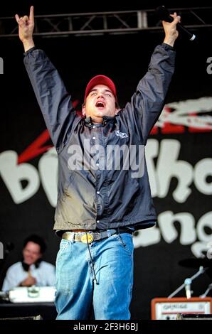 Bloodhound Gang - Jimmy Pop, V2000, Hylands Park, Chelmsford, Essex, Großbritannien - 19. August 2000 Stockfoto