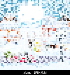 Winter City Straße mit Bäumen und Auto Stock Vektor