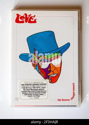 DVD des Forever Changes Concert by Love mit Arthur Lee, in der Royal Festival Hall, London, 15. Januar 2003. Stockfoto