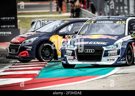 13 BAKKERUD Andreas (NOR) EKS Audi Sport Audi S1, Action, 09 LOEB Sebastien (FRA) Team Peugeot Total Peugeot 208, Action, während der 2018 FIA World RX of USA vom 29. Bis 30. September in Austin - Foto Paulo Maria / DPPI Stockfoto