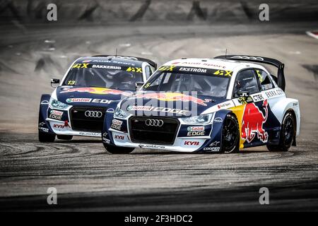 05 EKSTROM Mattias (SWE) EKS Audi Sport Audi S1, Action, 13 BAKKERUD Andreas (NOR) EKS Audi Sport Audi S1, Action, während der 2018 FIA World RX of USA vom 29. Bis 30. September in Austin - Foto Paulo Maria / DPPI Stockfoto