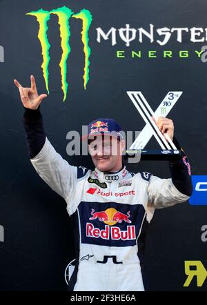 BAKKERUD Andreas (NOR) EKS Audi Sport Audi S1, Portrait, Podium Ambiente, während der 2018 FIA World RX of Germany in Estering vom 13. Bis 14. oktober - Foto Paulo Maria / DPPI Stockfoto