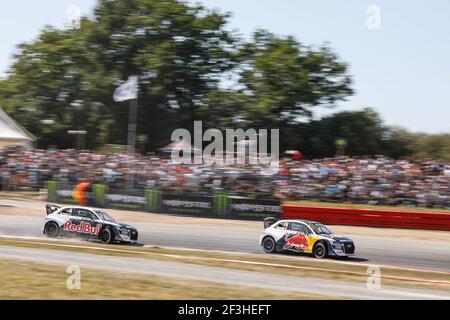 13 BAKKERUD Andreas (NOR), EKS Audi Sport (SWE), Audi S1, Action 05 EKSTRÖM Mattias (SWE), EKS Audi Sport (SWE), Audi S1, Action während der FIA WRX World Rallycross Championship 1 vom 2. Bis 2018. September in Loheac, Frankreich - Foto Dominique Breugnot / DPPI Stockfoto