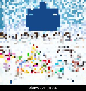 Weihnachtskarte mit Vintage Street Stock Vektor