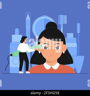 Flach-Hand gezeichnet Microblading Illustration Vektor-Illustration. Stock Vektor