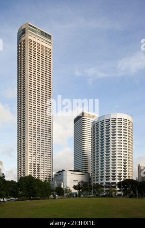 Raffles City Hotel, Büro und shopping-Komplex wurde von I. M. Pei und 61 Architekten entworfen. Es wurde 1986 eröffnet. Stockfoto