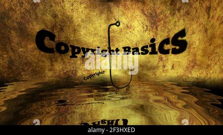 Angelhaken gegen Copyright-Grundkonzept Stockfoto