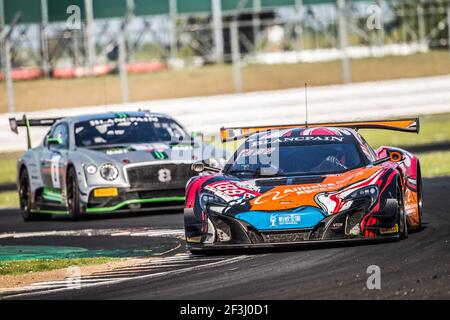 Alexander West, Chris Harris, Chris Goodwin Garage 59 McLaren 650 S GT3, Aktion während der Blancpain GT Serie, in Silverstone, 2018, Großbritannien, vom 18. Bis 20. Mai - Foto Antonin Vincent / DPPI Stockfoto