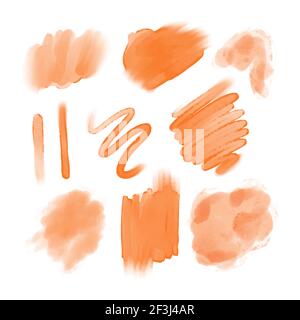 Hand gemalt Aquarell Pinsel Pinselstriche Sammlung Vektor Illustration. Stock Vektor