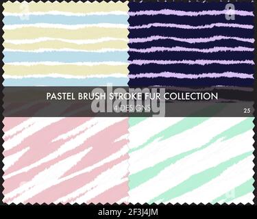 Pinselstrich Pelz Kollektion enthält 4 Design-Muster für Modedrucke, Haushaltswaren, Grafiken, Backgrou Stock Vektor