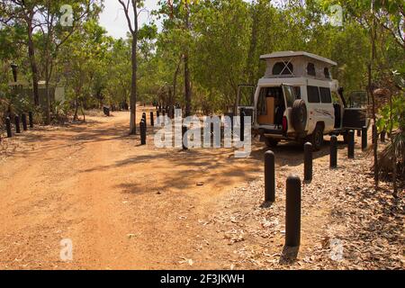 Campingplatz an den Florence Falls im Litchfield National Park im Norden Gebiet in Australien Stockfoto