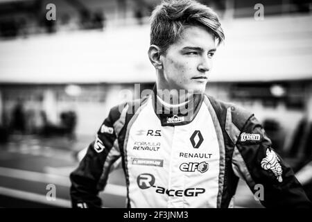 SARGEANT Logan (usa), FR 2,0 Eurocup Renault Team R-Ace GP, Portrait während des Eurocup Formel Renault 2,0 Rennens 2018 in Hungaroring vom 31. august bis 2. september, in Ungarn - Foto Antonin Vincent / DPPI Stockfoto