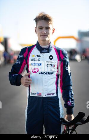 SARGEANT Logan (usa), FR 2,0 Eurocup Renault Team R-Ace GP, Portrait während des Eurocup Formel Renault 2,0 Rennens 2018 auf dem Nürburgring vom 14. Bis 16. september in Deutschland - Foto Frederic Le Floc'h / DPPI Stockfoto