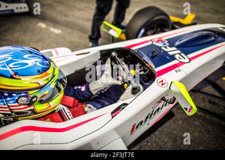 SARGEANT Logan (usa), FR 2,0 Eurocup Renault, Team R-Ace GP, Portrait beim Eurocup Formel Renault 2,0 Rennen 2018 in Hockenheim vom 21. Bis 23. september, in Deutschland - Foto Clement Luck / DPPI Stockfoto