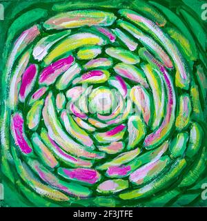 Bunte abstrakte Mandala Hintergrund. Ethnische Motive. Kreis dekorative spirituelle Symbol der Lotusblume. Rundes Ornamentmuster. Element zum Entspannen, ich Stockfoto