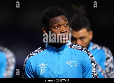 Aktenfoto vom 16-02-2021 von Teden Mengi von Derby County. Ausgabedatum: Mittwoch, 17. März 2021. Stockfoto