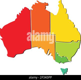 Australien Karte mit Regionen Stock Vektor