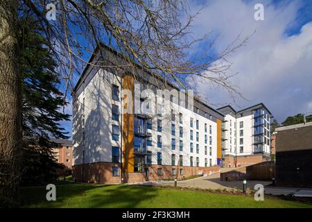 Birks Hall, University of Exeter, Exeter. Willmore Iles Architects haben eine große Entwicklung der Studentenunterkünfte an der University of Ex abgeschlossen Stockfoto