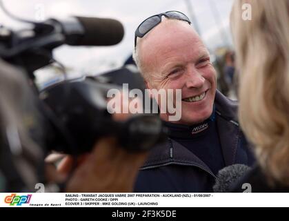 SEGELN - TRANSAT JACQUES VABRE 2007 VORBEREITUNG - AUCKLAND (NZL) - 01/08/2007 - FOTO : GARETH COOKE / DPPI ECOVERS 3 / SKIPPER : MIKE GOLDING (UK) - START Stockfoto