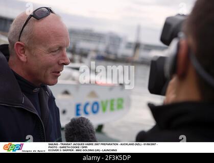 SEGELN - TRANSAT JACQUES VABRE 2007 VORBEREITUNG - AUCKLAND (NZL) - 01/08/2007 - FOTO : GARETH COOKE / DPPI ECOVERS 3 / SKIPPER : MIKE GOLDING (UK) - START Stockfoto