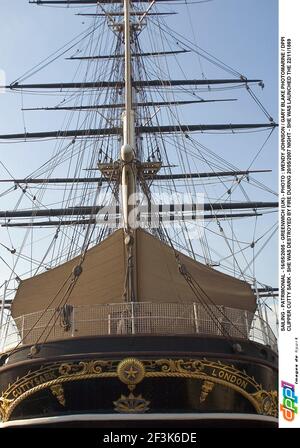 SEGELN - PATRIMONIAL - 16/05/2005 - GREENWICH (UK) - FOTO : WENDY JOHNSON / GARY BLAKE PHOTOMARINE / DPPI CLIPPER CUTTY SARK - SIE WURDE IN DER NACHT 20/05/2007 DURCH FEUER ZERSTÖRT - SIE WURDE AM 22/11/1869 GESTARTET Stockfoto