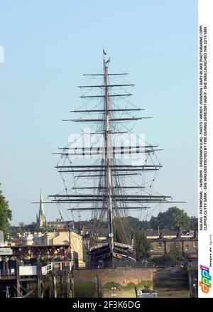 SEGELN - PATRIMONIAL - 16/05/2005 - GREENWICH (UK) - FOTO : WENDY JOHNSON / GARY BLAKE PHOTOMARINE / DPPI CLIPPER CUTTY SARK - SIE WURDE IN DER NACHT 20/05/2007 DURCH FEUER ZERSTÖRT - SIE WURDE AM 22/11/1869 GESTARTET Stockfoto