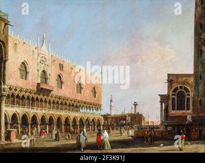 Blick auf die Piazzetta San Marco (Venedig), Blick nach Süden, Landschaftsmalerei von Canaletto, um 1735 Stockfoto