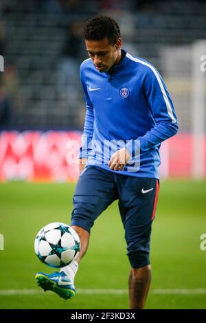 Neymar von Paris Saint Germain erwärmt sich vor der UEFA Champions League, Gruppe B Fußballspiel zwischen RSC Anderlecht und Paris Saint-Germain am 18. Oktober 2017 im Constant Vanden Stock Stadium in Brüssel, Belgien - Foto Geoffroy Van der Hasselt / DPPI Stockfoto