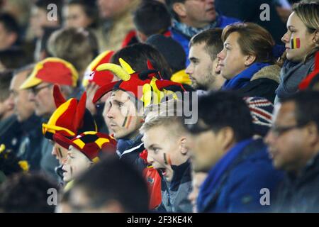 Belgische Fans beim Freundschaftsspiel zwischen Belgien und Japan am 14. November 2017 im Jan Breydel Stadion in Brügge, Belgien - Foto Geoffroy Van der Hasselt / DPPI Stockfoto