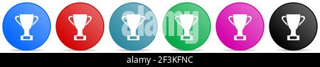 Cup-Vektor-Symbole, Satz von Kreis Gradienten Tasten in 6 Farben Optionen für webdesign und mobile Anwendungen Stock Vektor
