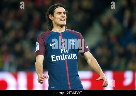 Edinson Cavani von PSG reagiert während des Fußballspiels Paris Saint-Germain und Dijon 17 am 2018. Januar L1 im Stadion Parc des Princes in Paris, Frankreich - Foto Geoffroy Van der Hasselt / DPPI Stockfoto