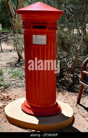 Alice Springs, NT, Australien - 21. November 2017: Vintage-Briefkasten an historischer Telegrafenstation Stockfoto