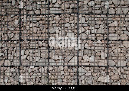 Hackney Marshes Center, Stanton Williams, Außenansicht Der Gabion Blocks Details Stockfoto